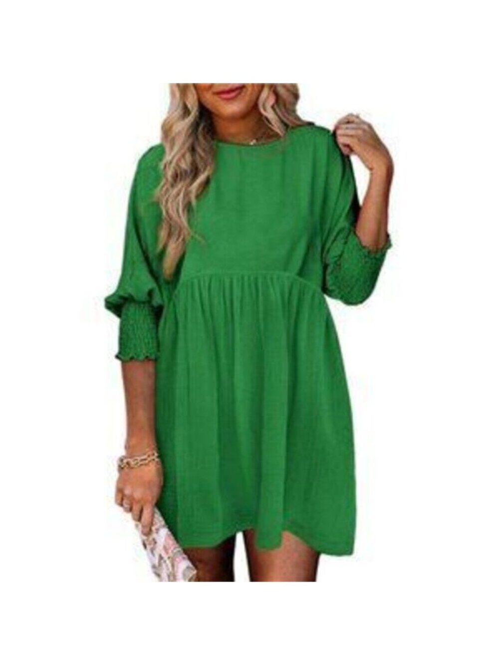 Women's Tunic Dress Loose Short Sleeve Crew Neck Flowy Swing Mini Shift Dress